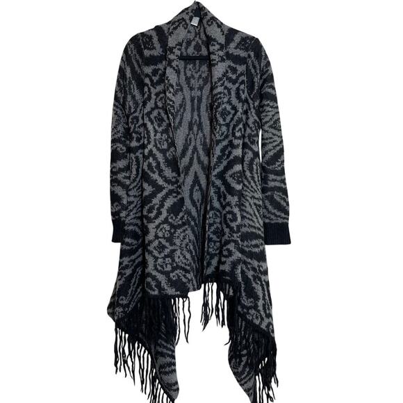 Garnet Hill Sweaters - Garnet Hill Mohair Blend Open Front Cardigan Fringe Hem Women Sz Small